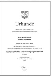 Fachanwaltsurkunde Fachanwaltsurkunde